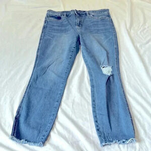 Kut From The Kloth Connie Jeans High Rise Fab Ab Crop size 12 distressed